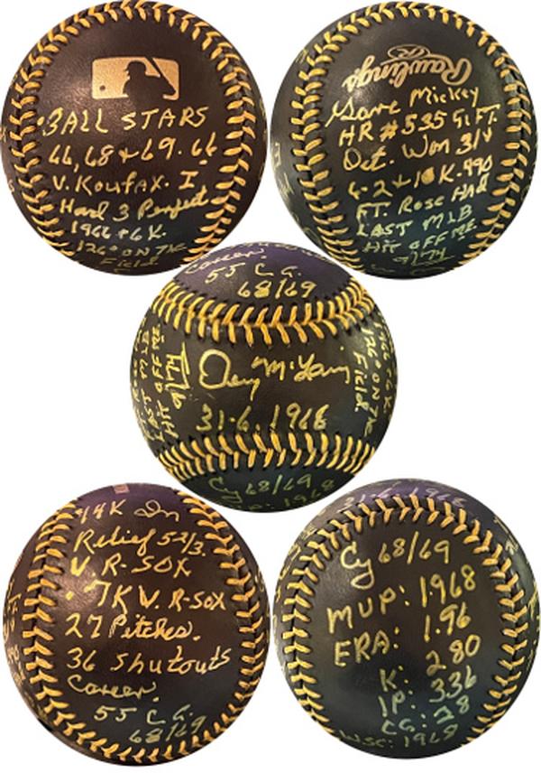 CTBL-A34505 Denny McLain Signed OML Black Baseball 1968 Mickey Mantle - JSA