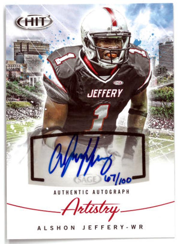 CTBL-036355 Alshon Jeffery Signed 2012 South Carolina & Chicago Bears Sage Hit Rookie Auto Card RC No.AA