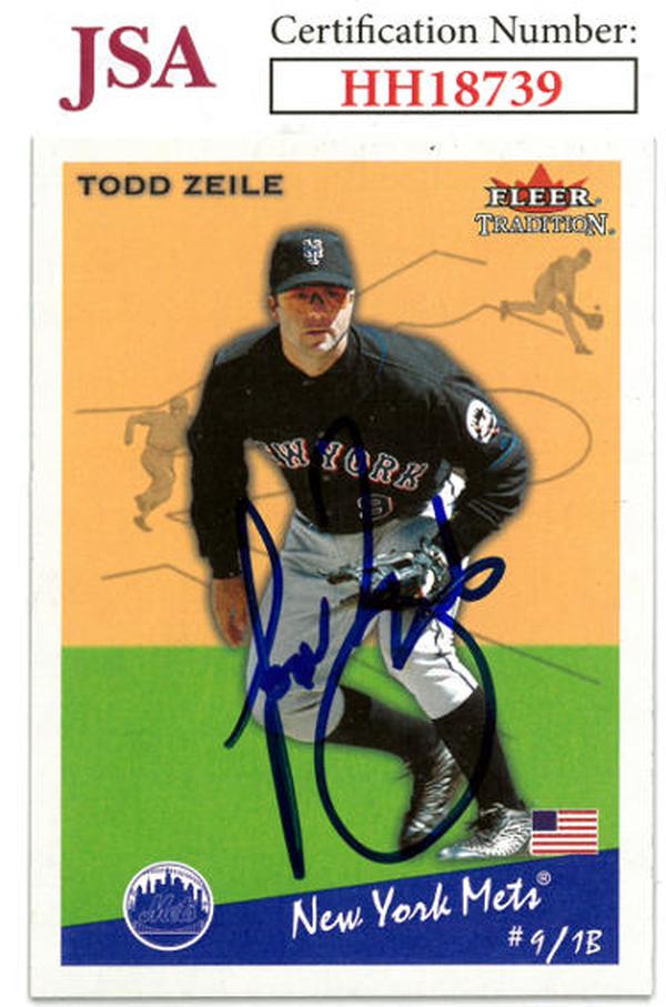 CTBL-036411 Todd Zeile Signed 2002 Fleer Tradition New York Mets Baseball on Card Auto - No.187 - JSA No.HH18739