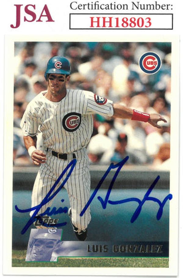 CTBL-036413 Luis Gonzalez Signed 1996 Topps Chicago Cubs Baseball On Card Auto - No.278 - JSA No.HH18803