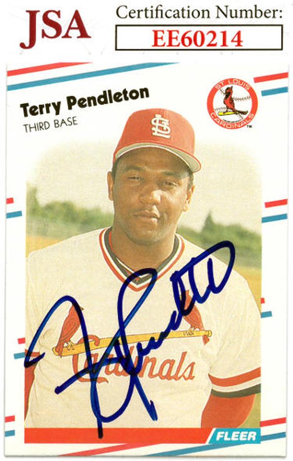 CTBL-036432 Terry Pendleton Signed 1988 Fleer St. Louis Cardinals Baseball on Card Auto - No.46 - JSA No.EE60214