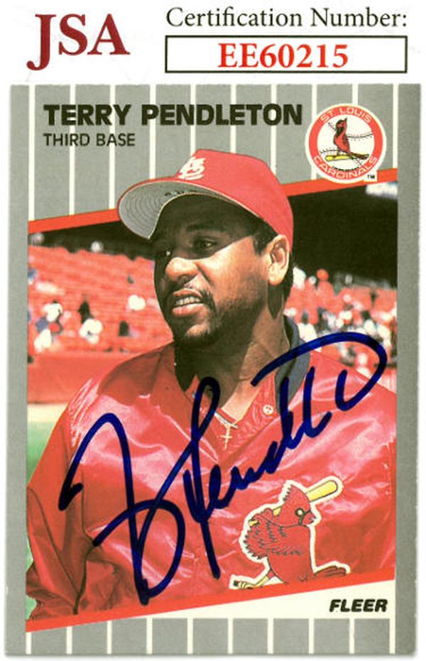 CTBL-036434 Terry Pendleton Signed 1989 Fleer St. Louis Cardinals Baseball on Card Auto - No.461 - JSA No.EE60215