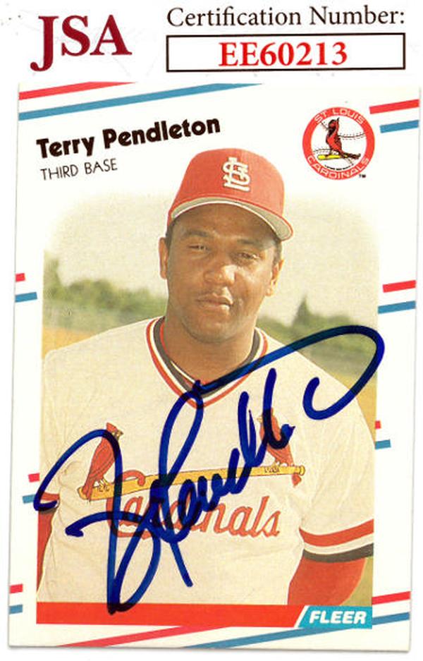 CTBL-036435 Terry Pendleton Signed 1988 Fleer St. Louis Cardinals Baseball on Card Auto - No.46 - JSA No.EE60213