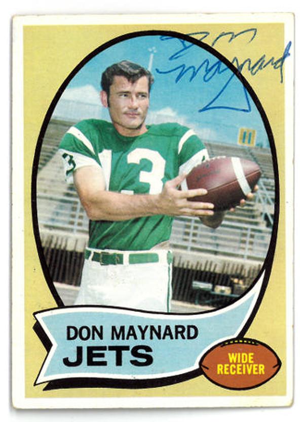 CTBL-036478 Don Maynard Signed 1970 Topps New York Jets Football on Card Auto - No.254 - COA