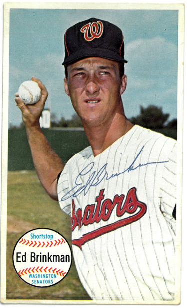 CTBL-036486 Ed Brinkman Signed 1964 Topps Giants Washington Senators Baseball Card - No.27 - COA