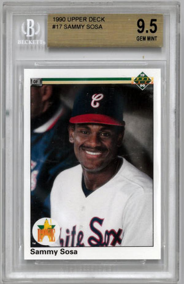 CTBL-036291 Sammy Sosa 1990 Upper Deck Chicago White Sox Baseball Rookie Card No.17 - Beckett BGS Graded 9.5 Gem Mint