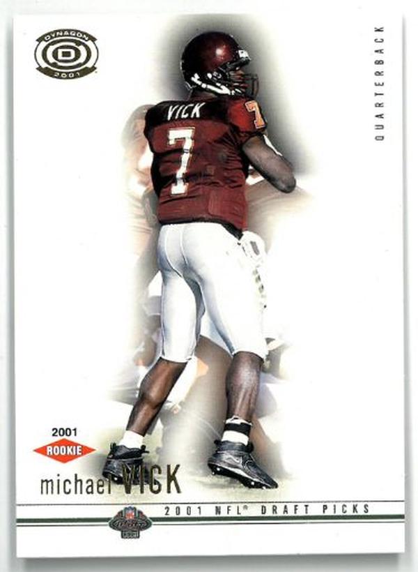 CTBL-036298 Michael Vick 2001 Pacific Dynagon Virginia Tech Hokies NFL Draft Picks Rookie Card RC - No.110