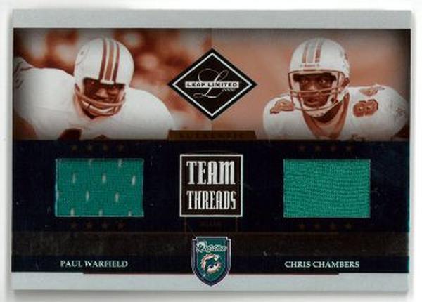 CTBL-036301 Paul Warfied & Chris Chambers 2006 Playoff Leaf Limited Team Miami Dolphins Threads Card No.TTC
