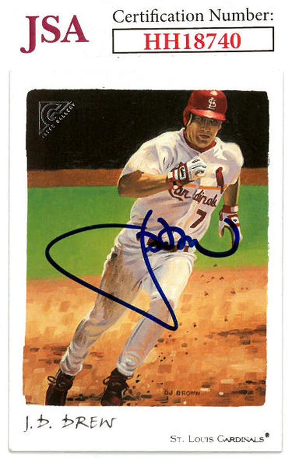 CTBL-036322 JD Drew Signed 2002 Topps Gallery St. Louis Cardinals Baseball on Card Auto - No.18 - JSA No.HH18740