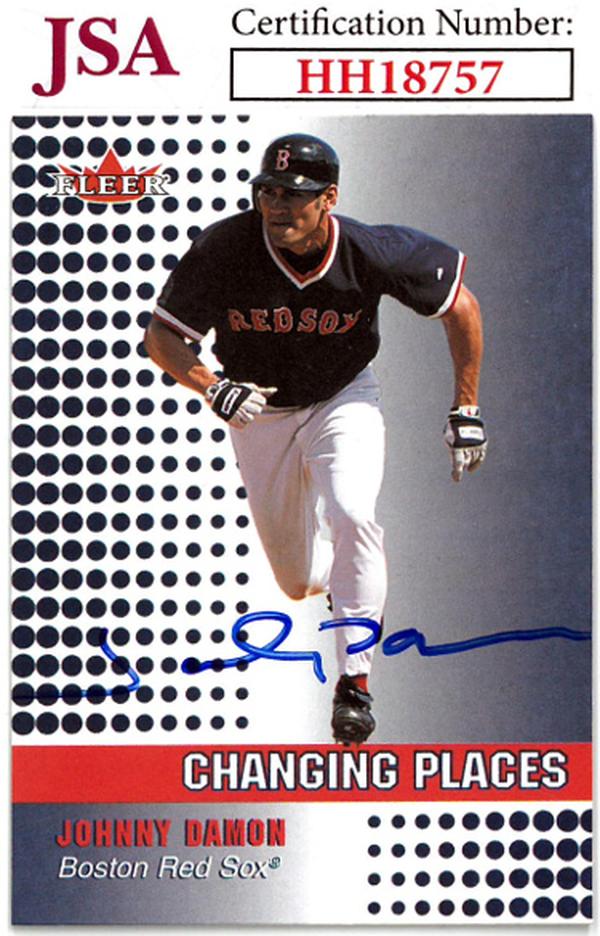 CTBL-036326 Johnny Damon Signed 2002 Fleer Changing Places Boston Red Sox on Card Auto - No.461 - JSA No.HH18757