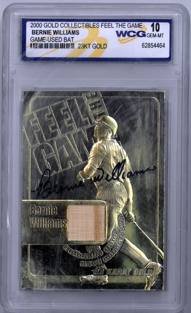 CTBL-036336 Bernie Williams 2000 Gold Collectibles New York Yankees Feel the Game Used Bat Relic Card - WCG Graded 10 Gem Mint