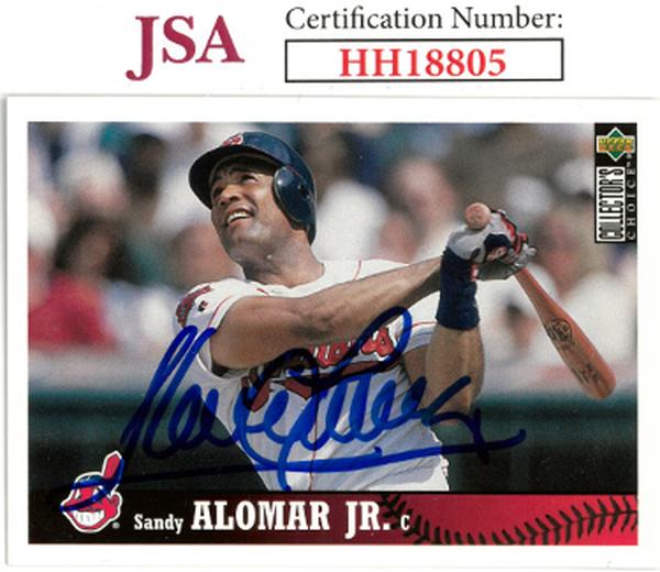 CTBL-036347 Sandy Alomar Jr. Signed 1997 Upper Deck Collectors Choice Cleveland Guardians Baseball on Card Auto - No.93 - JSA No.HH18805