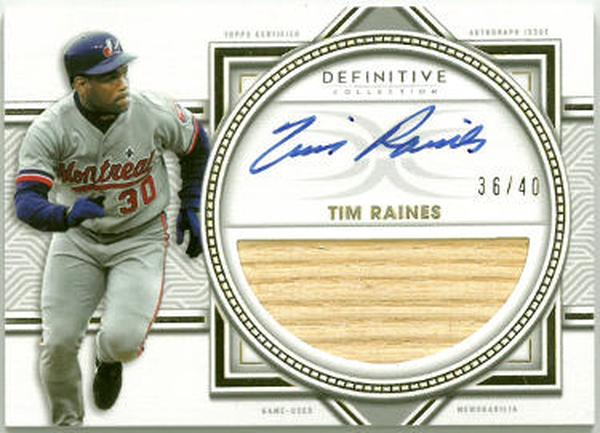 CTBL-036675 Tim Raines Signed 2022 Topps Definitive Collection Relic-On Card Auto No.DARC-TR-40 Montreal Expos