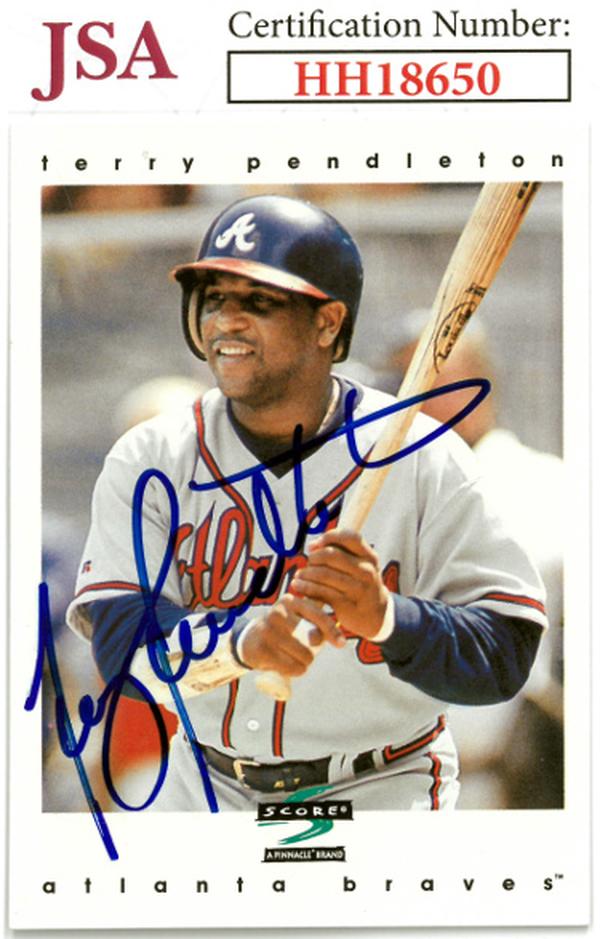 RDB Holdings & consulting CTBL-036495 Terry Pendleton Signed Atlanta Braves 1996 Score Baseball on Card Auto No.62 - JSA No.HH18650