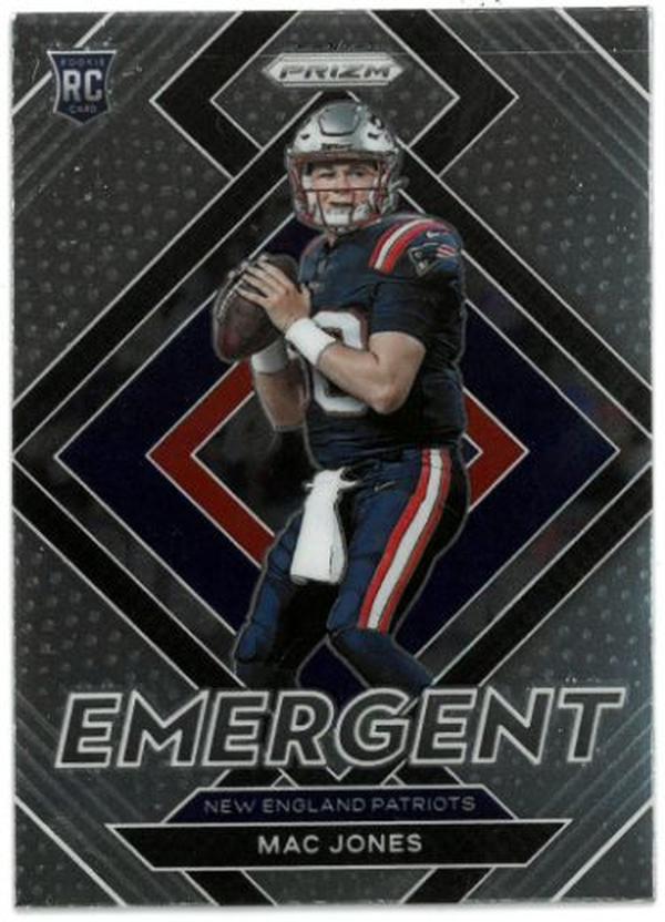 CTBL-036545 Mac Jones New England Patriots 2021 Panini Silver Prizm Emergent Rookie Card RC No.E-6