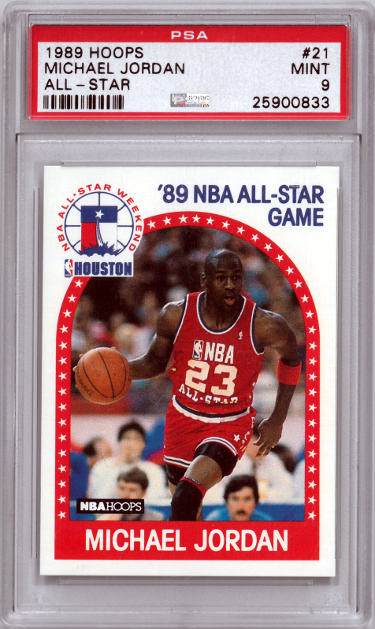 CTBL-036612 Michael Jordan Chicago Bulls 1989-1990 NBA Hoops All-Star Card No.21 - PSA Graded 9 Mint -  RDB Holdings & Consulting, CTBL_036612