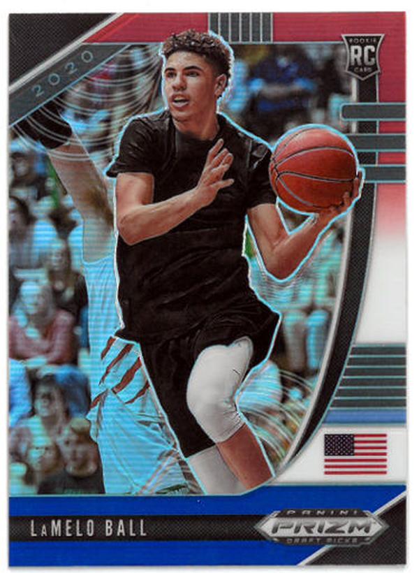 CTBL-036645 LaMelo Ball Charlotte Hornets 2020-2021 Panini Draft Picks Red White Blue Prizm Rookie Card RC No.3
