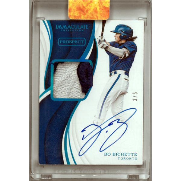 CTBL-036833 Bo Bichette Signed 2019 Panini Immaculate Collection Prospect Rookie on Card - No.PPA-BB 5 Toronto Blue Jays