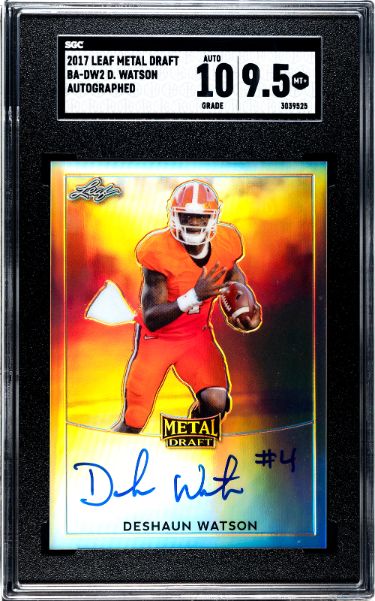 CTBL-036858 Deshaun Watson Signed 2017 Leaf Metal Draft Rookie on Card - No.BA-DW2 SGC Graded 9.5 MT Plus & 10 Auto Grade Clemson