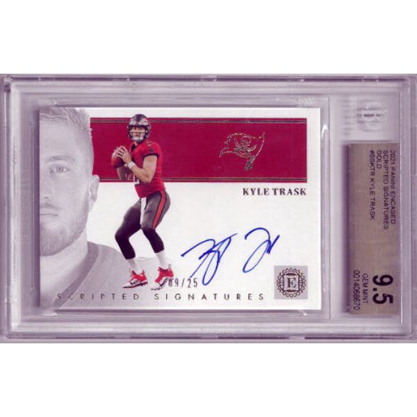 CTBL-036996 Kyle Trask Signed 2021 Panini Encased Scripted Signatures Gold on Card - No.SS-KTR & 25-BGS Graded 9.5 Gem Mint
