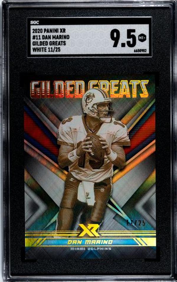 Picture of Athlon CTBL-037398 No.11 NFL Dan Marino 2020 Panini XR Gilden Greats White Card with 25-SGC Graded 9.5 Mint Plus Miami Dolphins