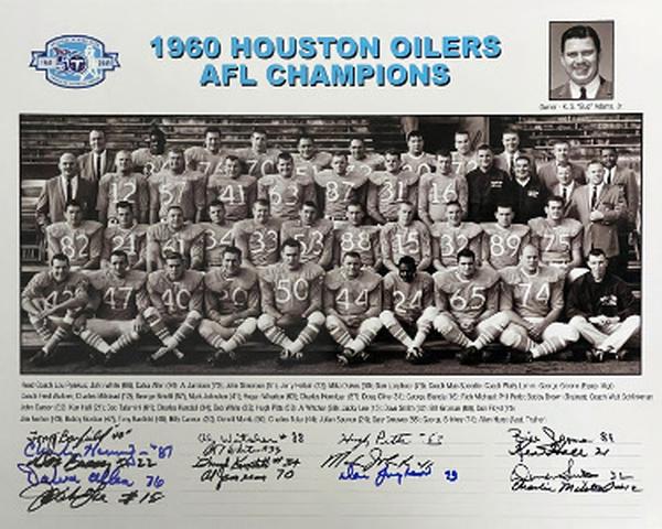 Picture of Athlon CTBL-037403 16 x 20 in. NFL 1960 Houston Oilers AFL Champions Team Signed Photo with 16 Sigs Beckett- Groman-Jamison-Allen-Johnson-Lanphear-Hennigan