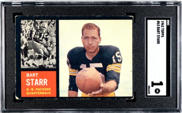Picture of Athlon CTBL-037410 No.63 NFL Bart Starr 1962 Topps Card with SGC Graded 1 Poor - Green Bay Packers