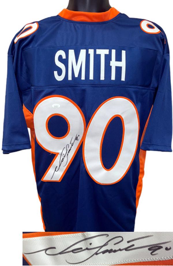 Picture of Athlon CTBL-037473 No.90 NFL Neil Smith Signed Denver Navy Custom Stitched Pro Style Football Jersey - No.WIT674113 JSA Witnessed - Extra Lage