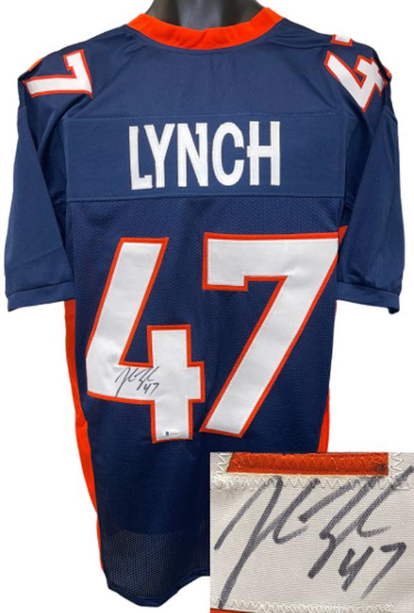 Picture of Athlon CTBL-037474 No.47 NFL John Lynch Signed Denver Navy Custom Stitched Pro Style Football Jersey - No.WH03078 Beckett Witnessed - Extra Large