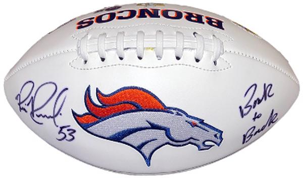 Picture of Athlon CTBL-037478 NFL Bill Romanowski Signed Denver Broncos Logo Football with No.53 Back to Back - Beckett Witnessed No.WM73452