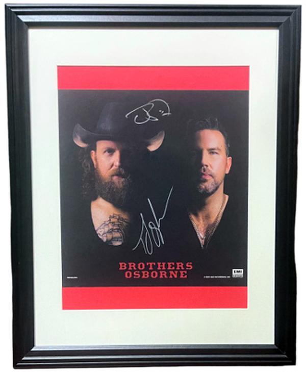 Picture of Athlon CTBL-037479 11 x 11 in. NFL Brothers Osborne Signed 2023 Self Titled Art Card with Custom Framing- 2 Sig - COA