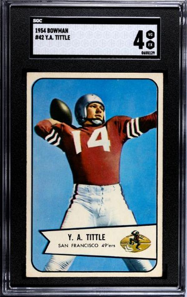 Picture of Athlon CTBL-037270 No.42 NFL YA Tittle 1954 Bowman Card with SGC Graded 4 VG-EX San Francisco 49ers