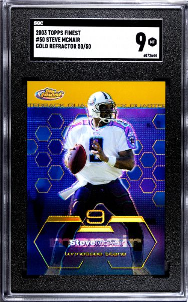 Picture of Athlon CTBL-037328 No.50 NFL Steve McNair 2003 Topps Finest Gold Refractor Card with SP-SGC Graded 9 Mint Tennessee Titans