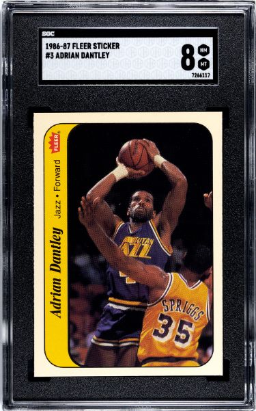 Picture of Athlon CTBL-037344 NBA Adrian Dantley 1986-1987 Fleer Sticker Card with No.3-SGC Graded 8 NM-MT Utah Jazz