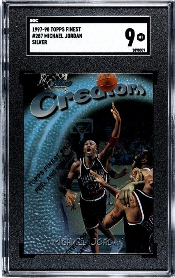 Picture of Athlon CTBL-037350 No.287 NBA Michael Jordan 1997-1998 Topps Finest Silver Card with Coating-SGC Graded 9 Mint Chicago Bulls