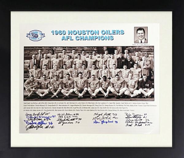 Picture of Athlon CTBL-037355 16 x 20 in. NFL 1960 Houston Oilers AFL Champions 17 Sigs Team Custom Framing Photo - Groman Jamison Allen Johnson Lanphear