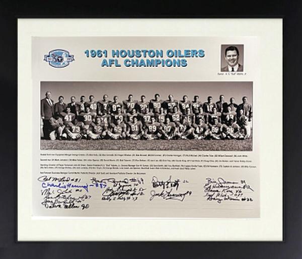 Picture of Athlon CTBL-037356 16 x 20 in. NFL 1961 Houston Oilers AFL Champions 50th Anniversary 19 Sigs Custom Framing Team Signed Photo - Beckett McLeod-Groman