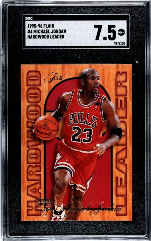 Picture of Athlon CTBL-037360 NBA Michael Jordan 1995-1996 Flair Hardwood Leader Card with No.4-SGC Graded 7.5 NM Plus Chicago Bulls