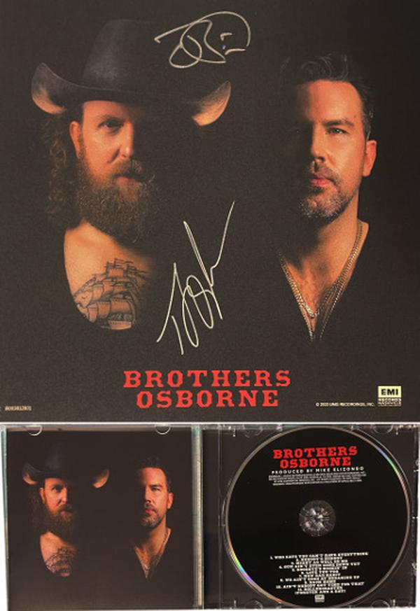 Picture of Athlon CTBL-037365 11 x 11 in. NFL Brothers Osborne Signed 2023 Self Titled Art Card Album Cover Booklet CD with 2 Sig - COA