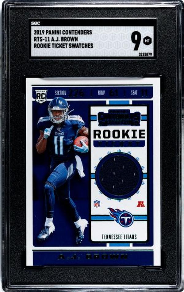Picture of Athlon CTBL-037380 NFL AJ Brown 2019 Panini Contenders Rookie Ticket Swatches Card with No.RTS-11-SGC Graded 9 Mint Titans & Eagles