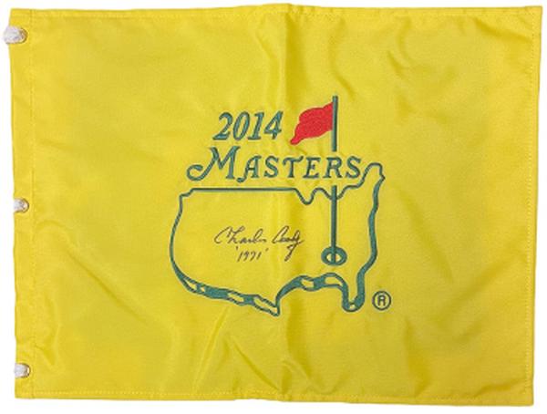 Picture of Athlon CTBL-037192 Charles Coody Signed 2014 Masters Embroidered PGA Tour Golf Pin Flag with 1971 Masters Champ