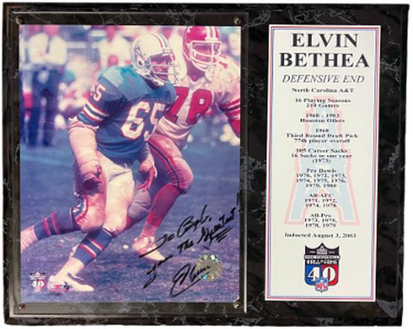 Picture of Athlon CTBL-037218 8 x 10 in. NFL Elvin Bethea Signed Houston Oilers Photo Hall of Fame Plaque - To Bob Youre the Greatest - COA Acrylic Signed