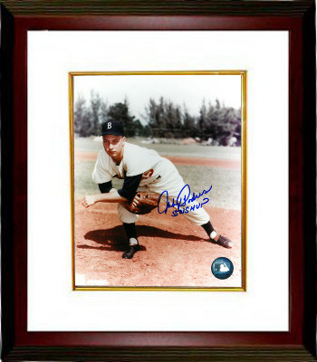 CTBL-MW16806 Johnny Podres Signed Brooklyn Dodgers Pitching Photo Custom Framed 55 WS MVP - Follow Through - Deceased - 8 x 10