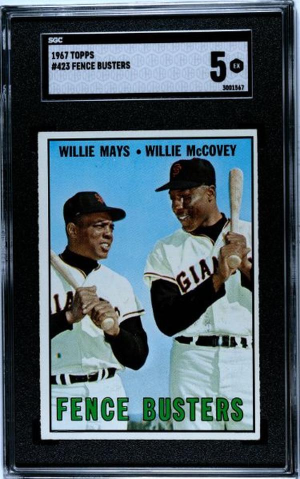 Picture of Athlon CTBL-037236 No.423 MLB Willie Mays & Willie McCovey 1967 Topps Fence Busters Card with SGC Graded 5 EX San Francisco Giants