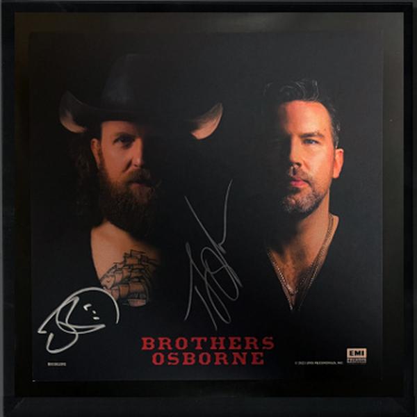 Picture of Athlon CTBL-F37338 11 x 11 in. NFL Brothers Osborne Signed 2023 Self Titled Art Card Album Cover with LP-Vinyl Record Custom Framing- 2 Sig - COA