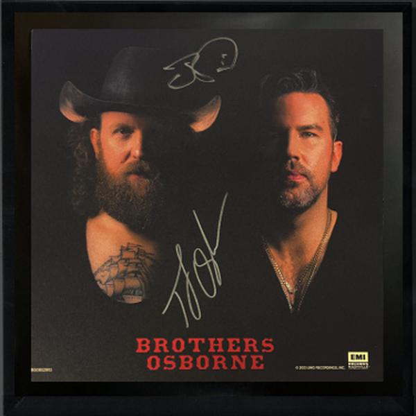 Picture of Athlon CTBL-F37364 11 x 11 in. NFL Brothers Osborne Signed 2023 Self Titled Art Card Album Cover with LP-Vinyl Record Custom Framing- 2 Sig - COA