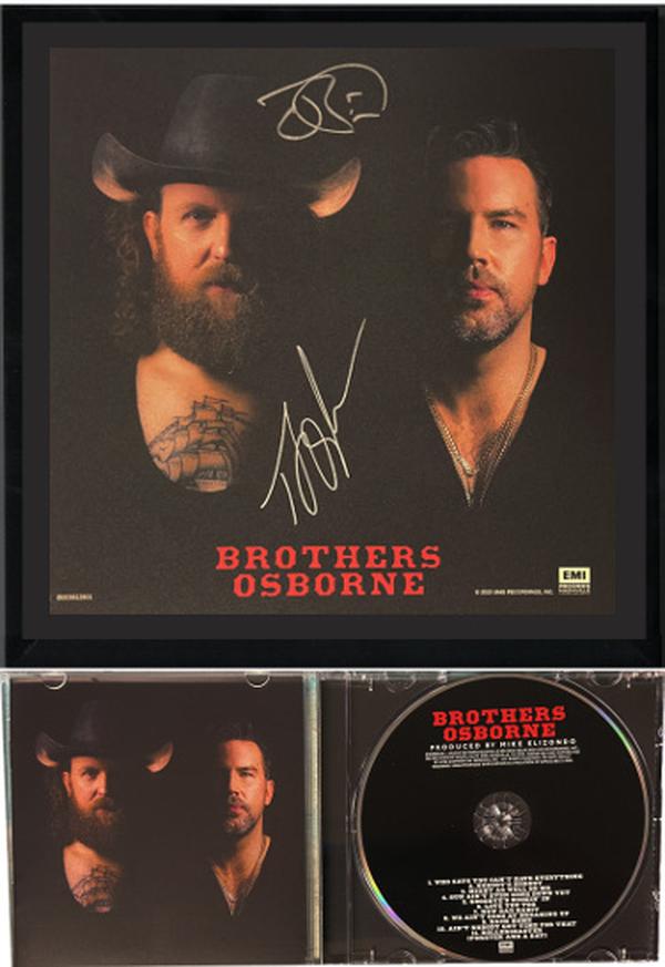 Picture of Athlon CTBL-F37365 11 x 11 in. NFL Brothers Osborne Signed 2023 Self Titled Art Card Album Cover Booklet-CD with Custom Framing- 2 Sig - COA