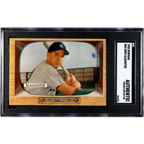 CTBL-037488 Enos Slaughter 1955 Bowman Baseball Card - No.60 SGC Slabbed Authentic