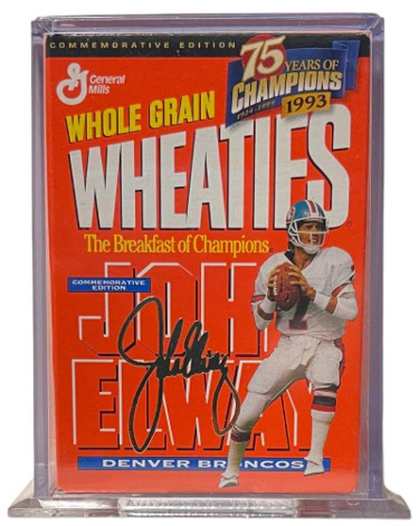 Picture of Athlon CTBL-037732 John Elway 1993 Denver Broncos Wheaties 75 Year of Champions Mini Cereal Box with 24KT Sig Acrylic Case