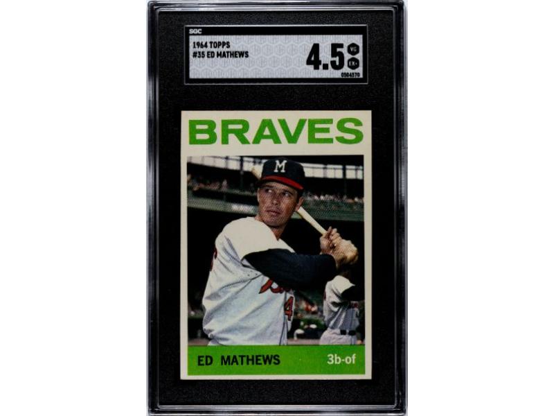 CTBL-037865 Major League Baseball Milwaukee Braves Eddie & Ed Mathews 1964 Topps Baseball Card - No.35 - SGC Graded 4.5 VG-EX Plus